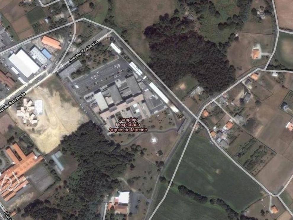 Imagen via satélite del Hospital de Ferrol Arquitecto Marcide