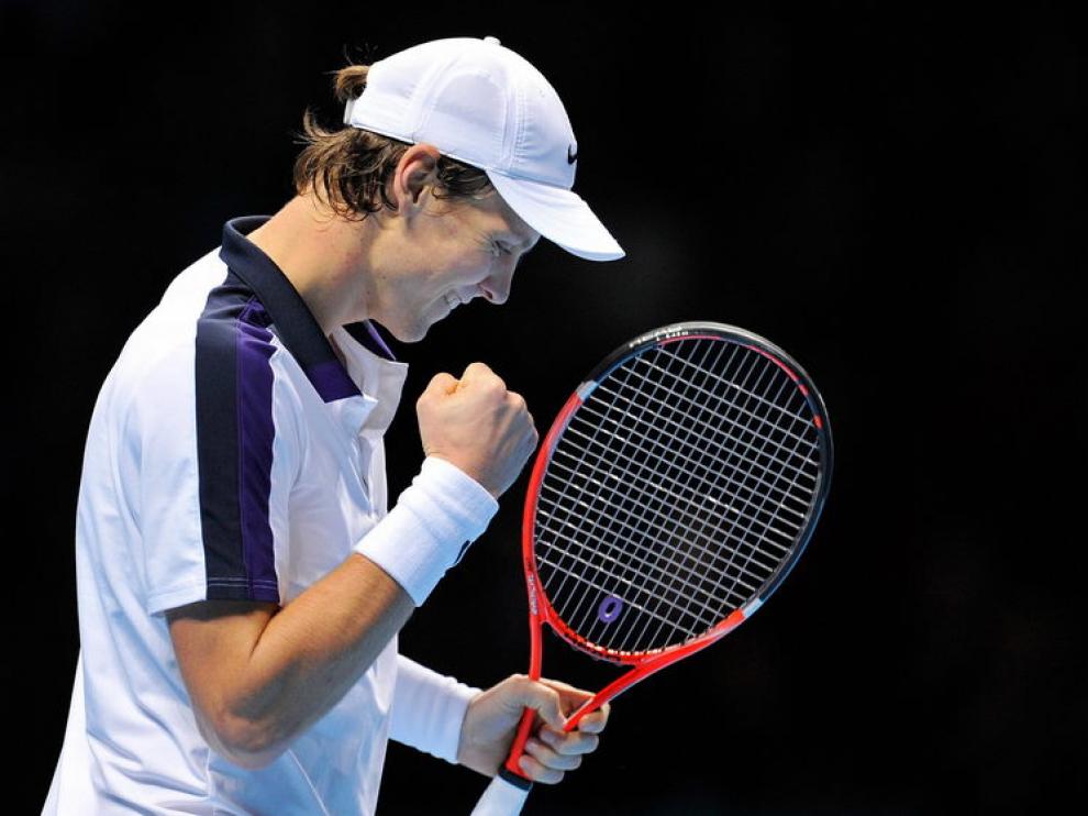 Berdych celebra un punto.