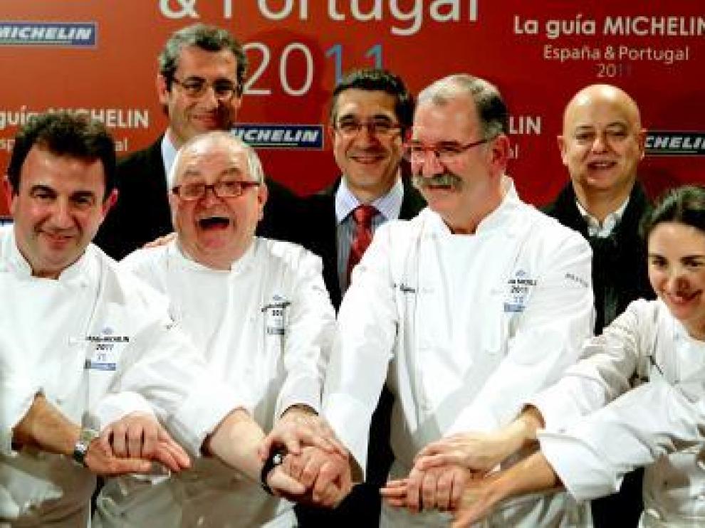 Martín Berastegui, Juan Mari Arzak, Pedro Subijana y Elena Arzak.