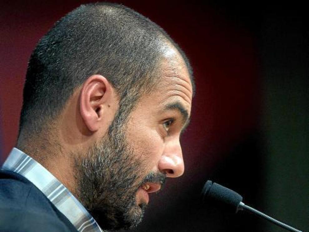 Pep Guardiola, durante la conferencia de prensa de ayer.