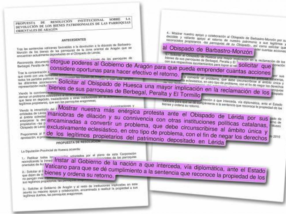 La DPH exige al obispado de Huesca mayor implicación en la reclamación de los bienes