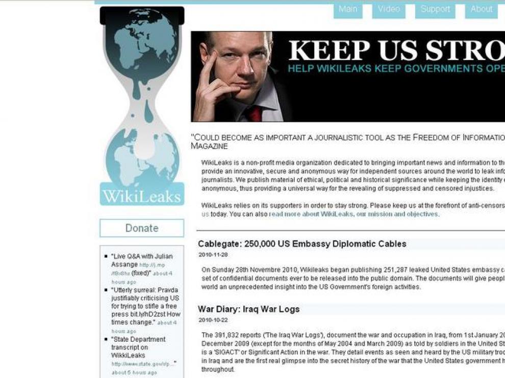 Captura de la web suiza de Wikileaks.