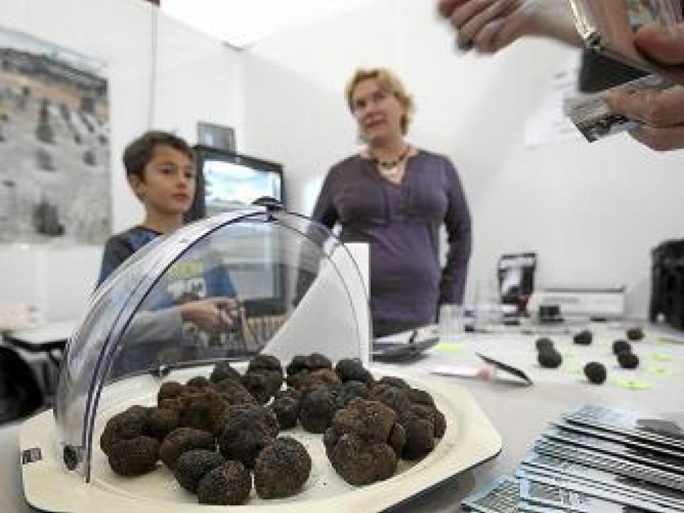 Trufas a la venta ayer en la feria de Sarrión.