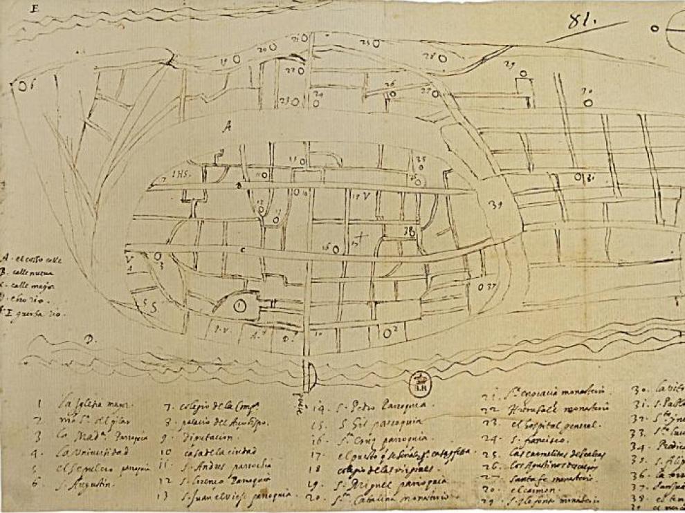 Descubierto en París el plano más antiguo de Zaragoza