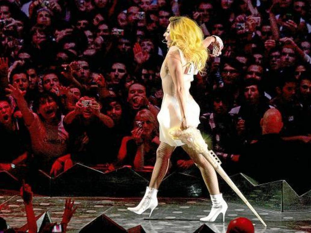 Lady Gaga, ayer durante su actuación en Barcelona.
