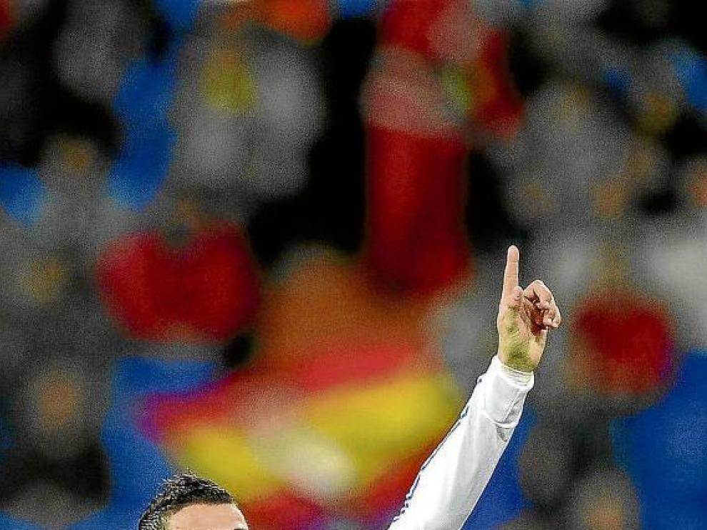 Cristiano Ronaldo celebra su gol marcado el pasado miércoles ante el Auxerre.
