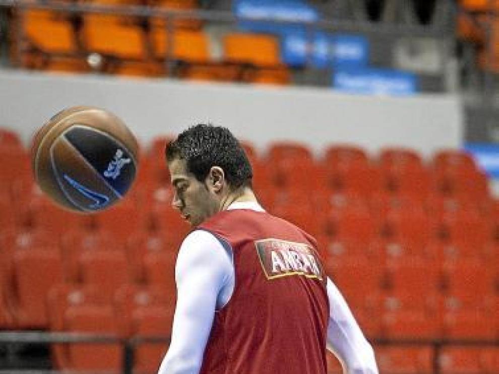 Carlos Cabezas, en el entrenamiento de ayer por la tarde.