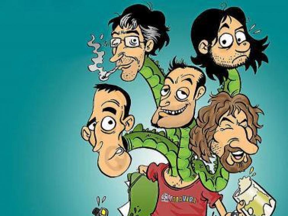 Caricatura del grupo Malavida, protagonista de una exposición.