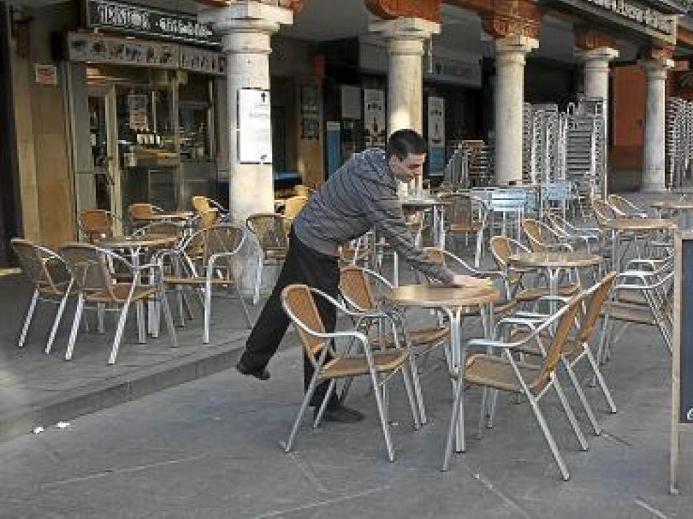 La plaza del Torico, ayer, uno de los puntos con más terrazas.