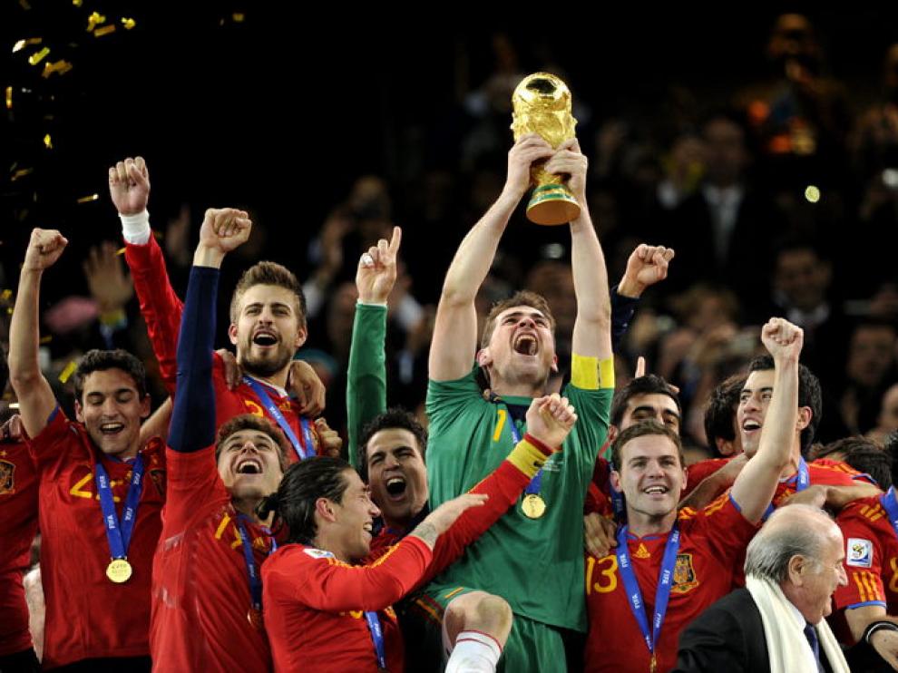 La Selección Española celebra su victoria en el Mundial de Sudáfrica