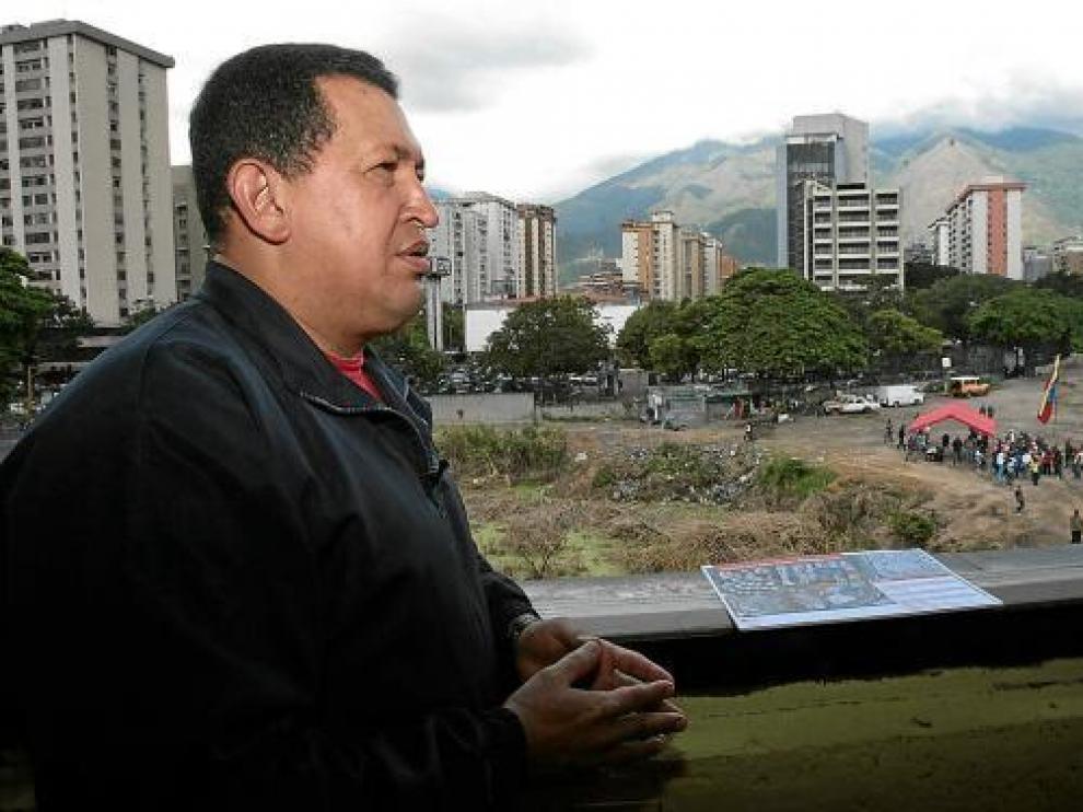 El presidente de Venezuela, Hugo Chávez, el pasado domingo en la ciudad de Caracas.