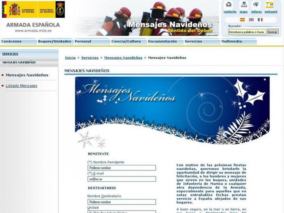 El espacio abierto en la web de la armada para felicitar las navidades a los militares