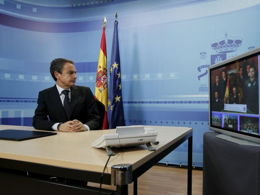 Videoconferencia de Zapatero desde la Moncloa