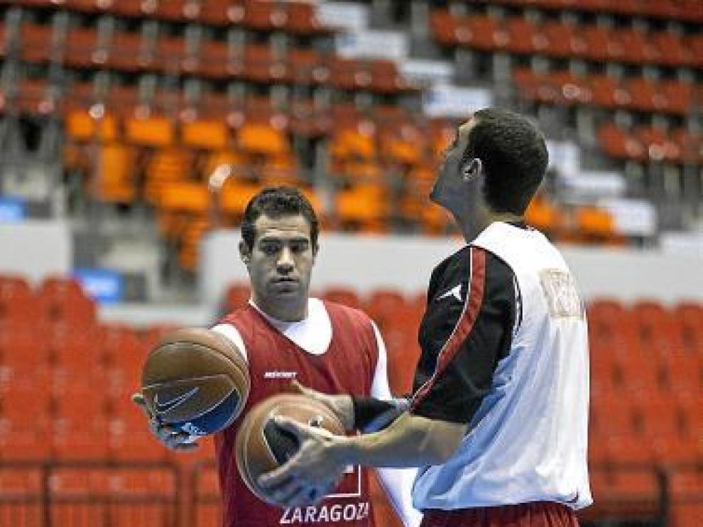 Cabezas y Aguilar, durante un entrenamiento.