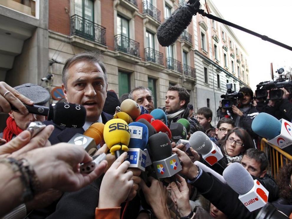 El presidente de la LFP, José Luis Astiazarán, después de las negociaciones con la AFE