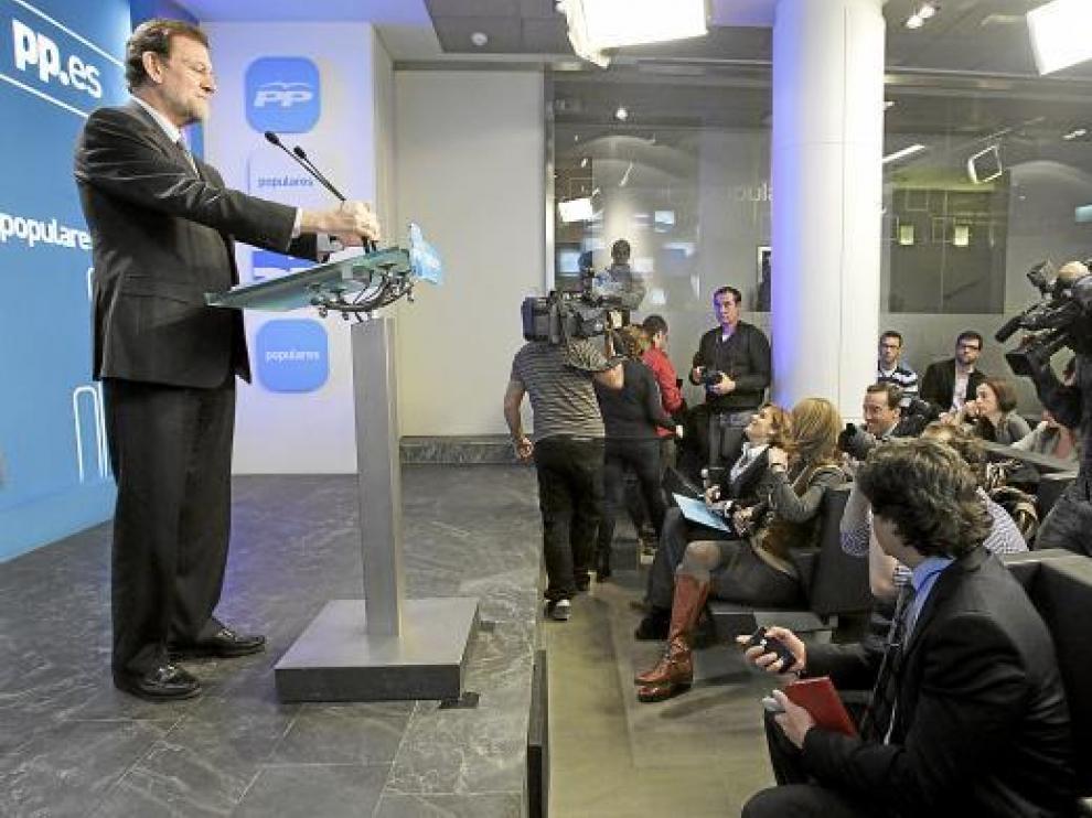 Rajoy, ayer durante su comparecencia ante los medios para hacer balance del año.