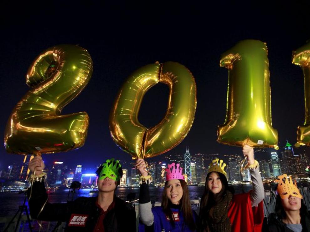 Celebración del nuevo año en Hong Kong.