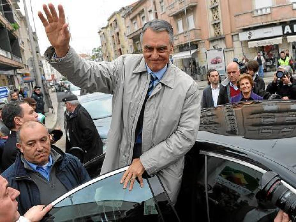 El presidente Cavaco Silva, ayer en el inicio de su campaña en Caldas da Rainha.