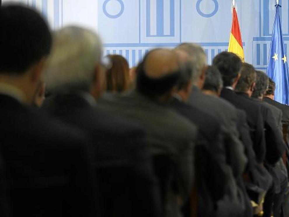El presidente del Gobierno, José Luis Rodríguez Zapatero, durante su exposición de ayer en la Moncloa.