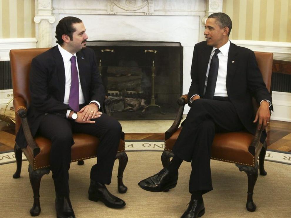 Hariri en su reunión con Obama.