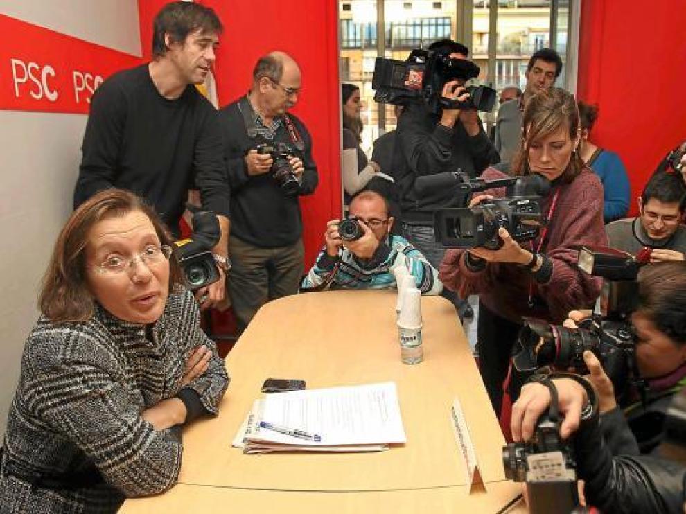 La ex consejera Montserrat Tura, durante la rueda de prensa de ayer en Barcelona.