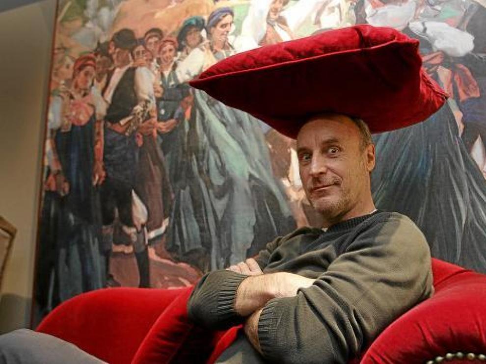 Paco Mur, de la compañía de teatro Tricicle, ayer en el hotel Sancho Abarca de Huesca.