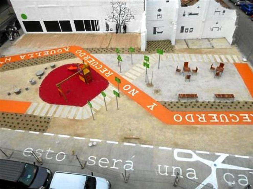 Imagen aérea de la intervención que se ha llevado a cabo en la calle de Santa Rosa, en San José.