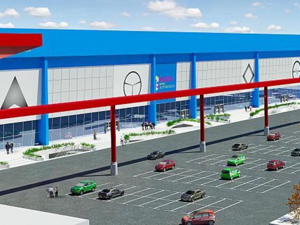 Recreación del edificio principal de Motor Plaza, en el que se duplicará la superficie acristalada.