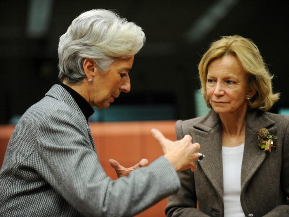 La ministra de Economía Elena Salgado, junto a la ministra de Finanzas francesa, Christine Lagarde