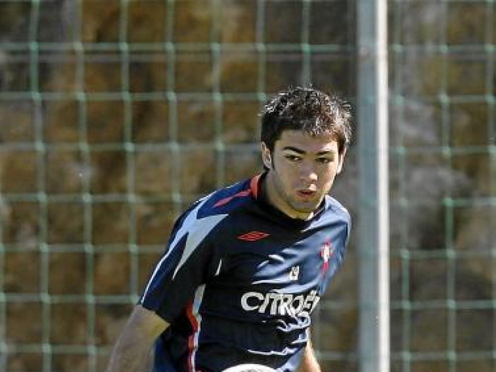 Toni Rodríguez, durante un entrenamiento con el Celta.