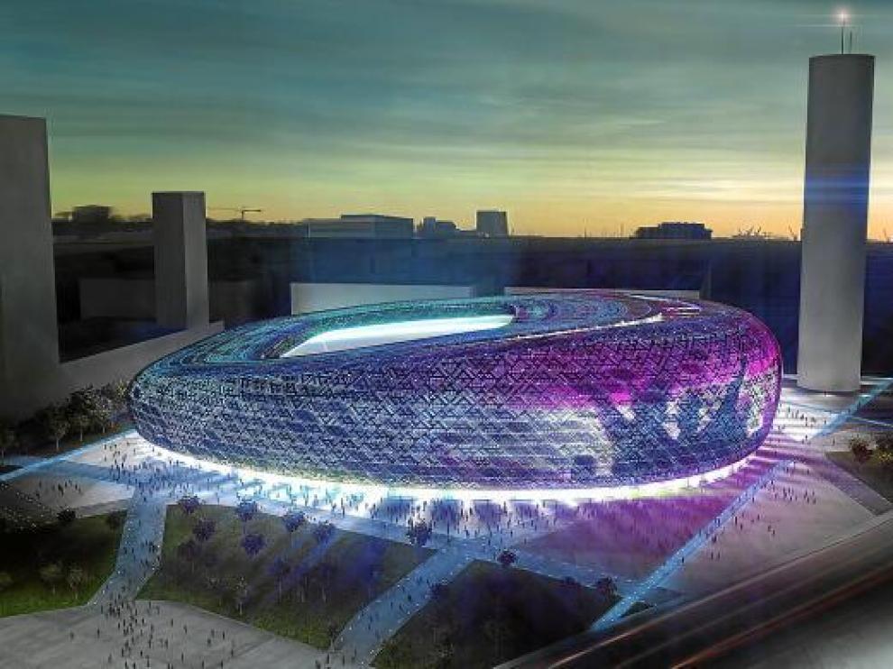 Recreación del futuro estadio de fútbol, diseñado por el arquitecto Joaquín Sicilia.