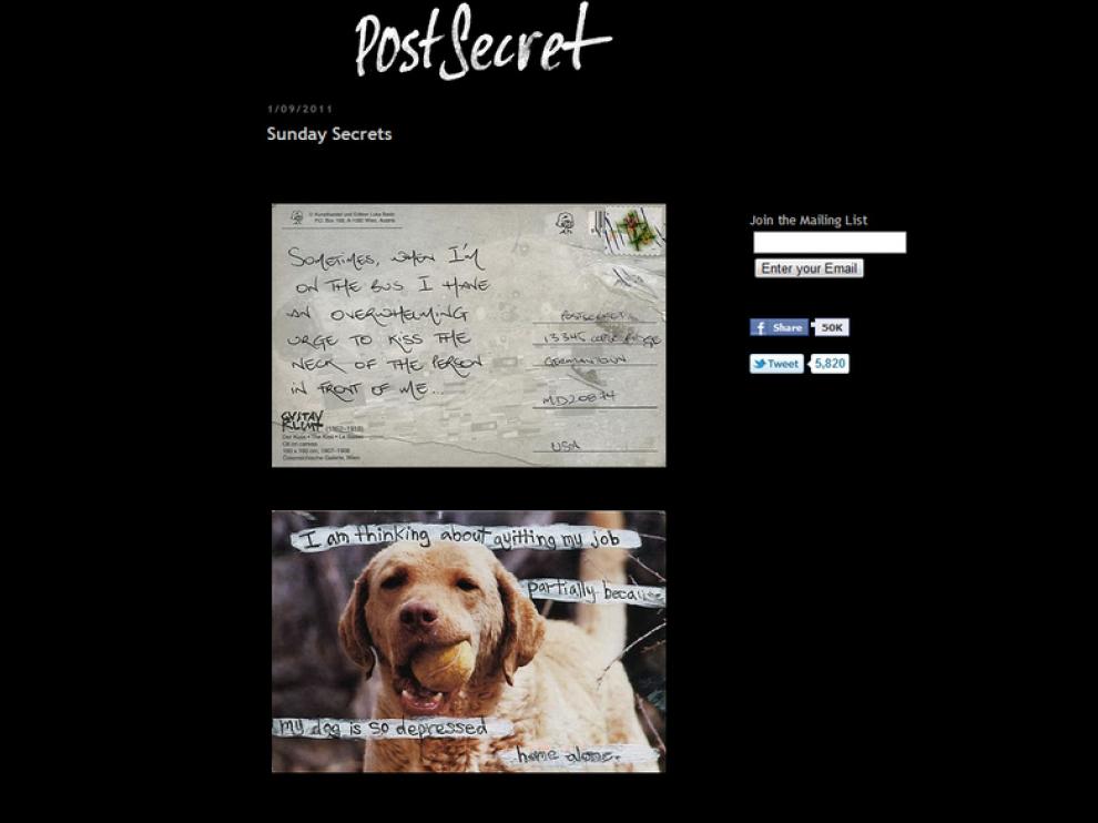 Confesiones que saltan a la red en la web Postsecret