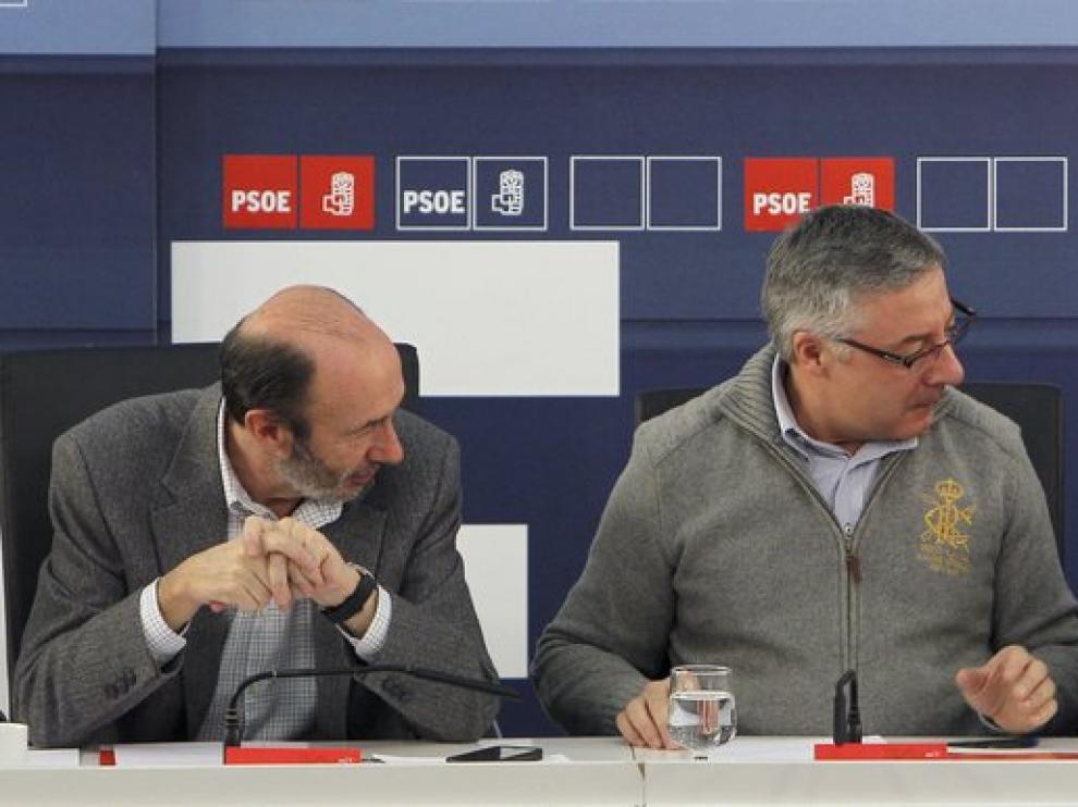Alfredo Pérez Rubalcaba, José Blanco y José Luis Rodríguez Zapatero