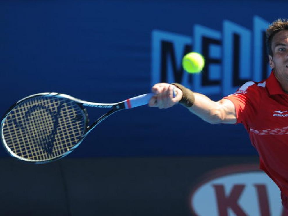 Tommy Robredo, durante el partido contra Federer