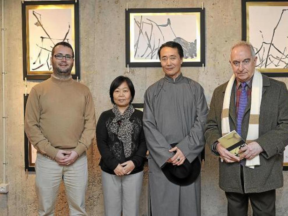 David Calvo, Kumiko Fujimura, Wan Shih Ming y Jaime Esaín, en la galería Calvo i Mayayo.