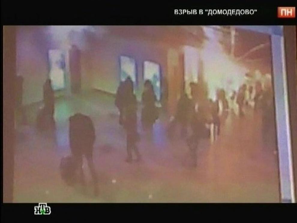 Imagen obtenida del canal de televisión ruso NTV que muestra el momento de la explosión