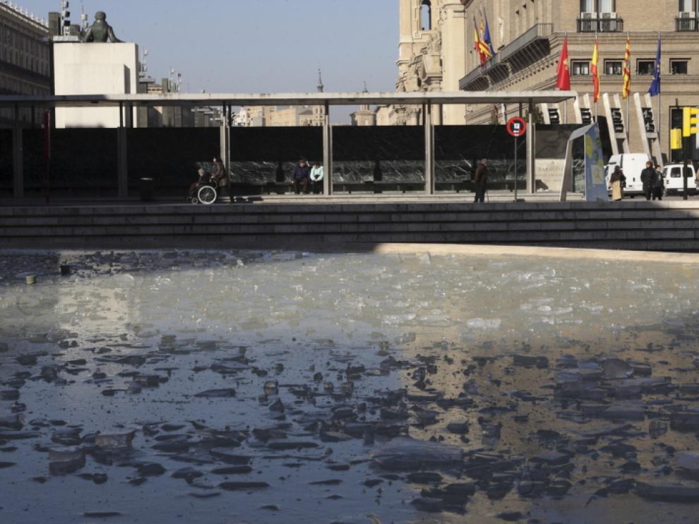 La plaza del PIlar se ha quedado hoy 'congelada'