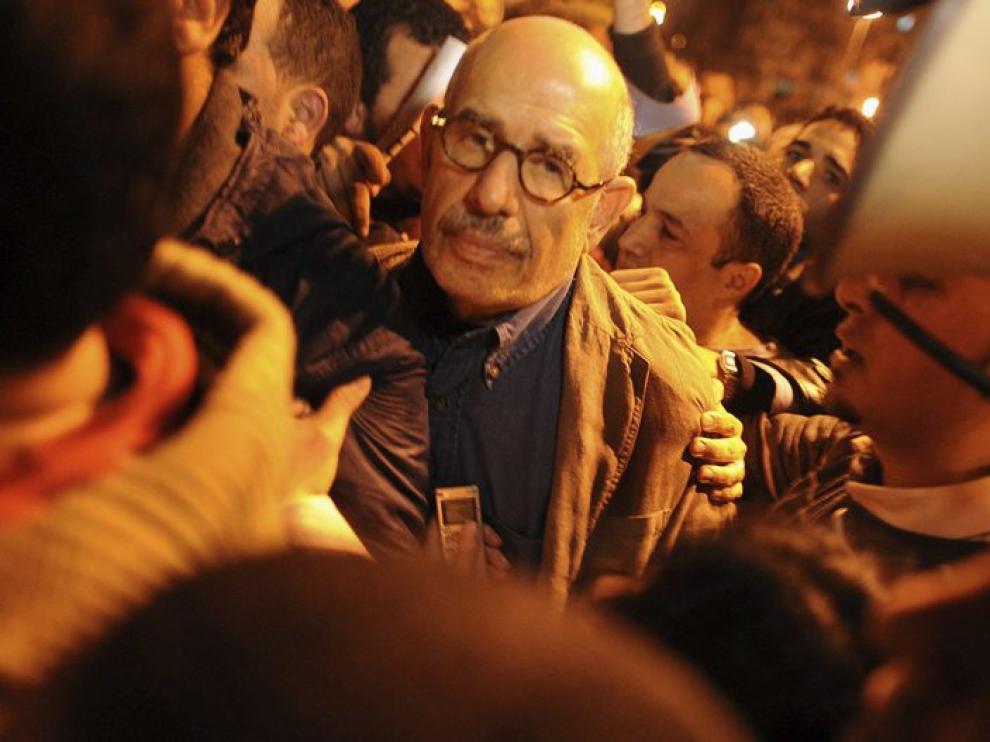 Baradei durante las protestas de la plaza Tahrir