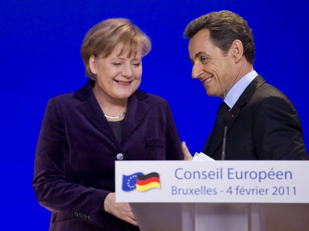 Merkel y Sarkozy, en la rueda de prensa tras la cumbre