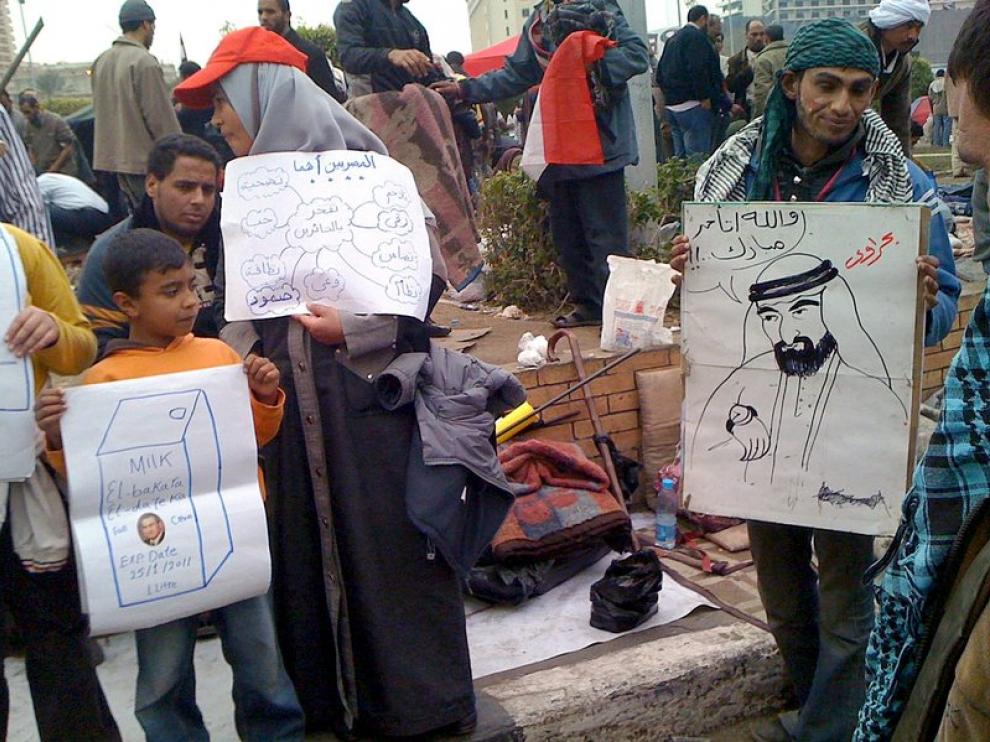 Pancartas humorísticas contra Mubarak