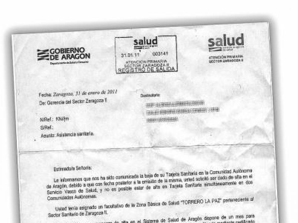 Dan de baja tarjetas sanitarias de aragoneses al estar dados de alta en el País Vasco