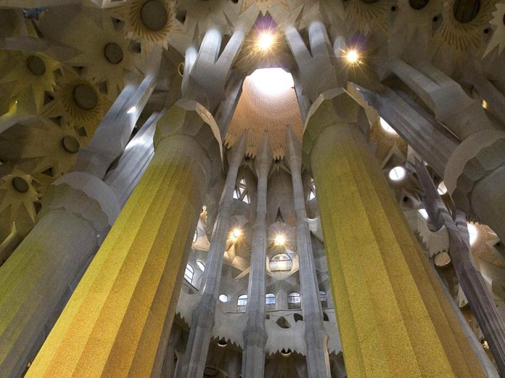 Como las ramas de un árbol, el 'tronco' de las columnas da paso por medio de 'nudos' elipsoidales a nuevas columnas-ramas