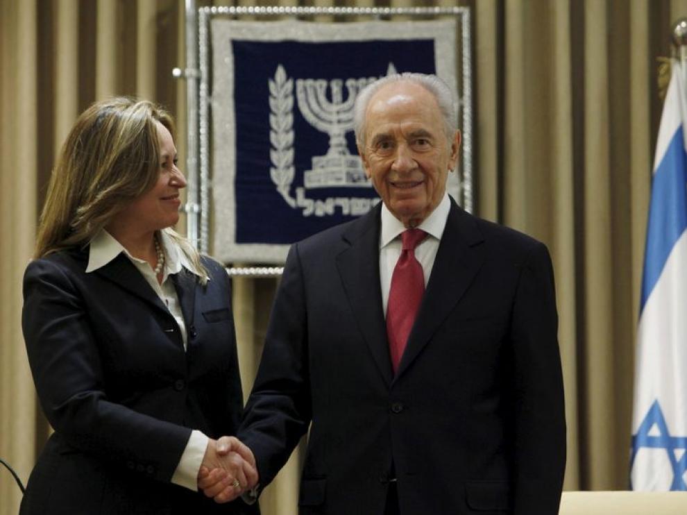 Jiménez junto al presidente de Israel, Simon Peres