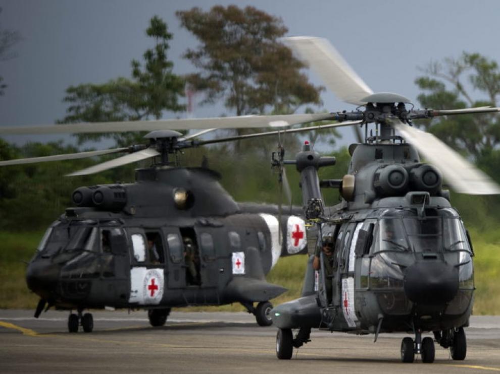Dos de los helicópteros que participaron en la operación