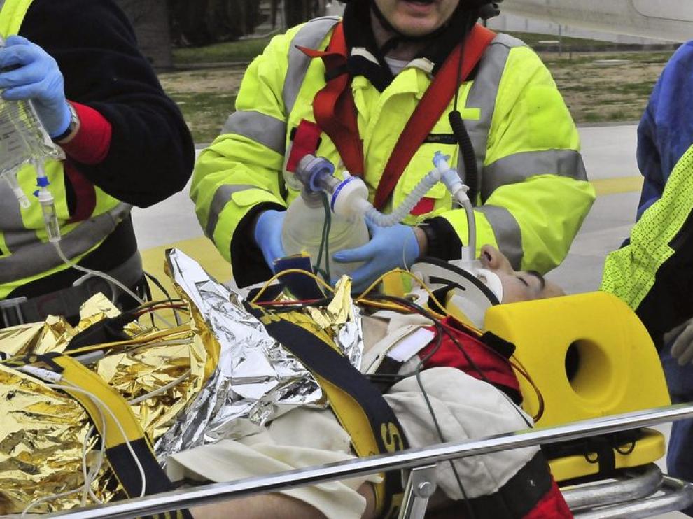 Robert Kubica en la camilla, el día del accidente