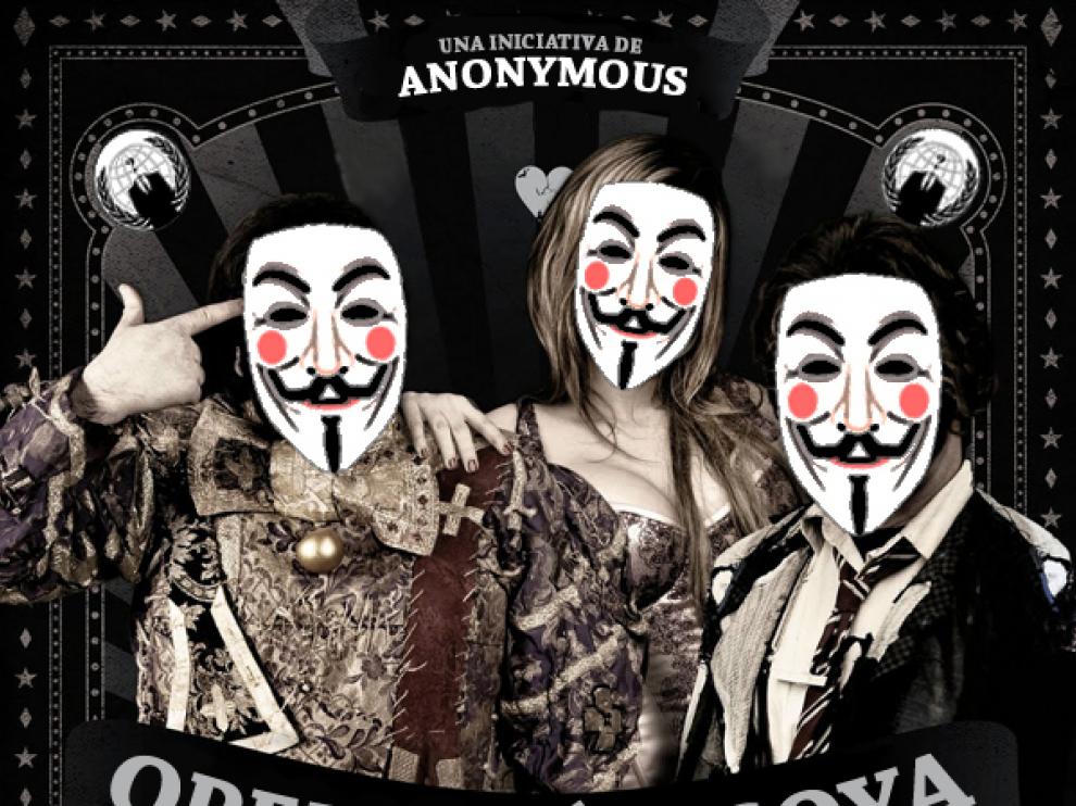 Cartle de Anonymus para convocar la protesta mañana, en los premios Goya