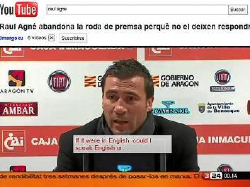 El vídeo de Raúl Agné en El Alcoraz, colgado en Youtube, recibió ayer miles de visitas.