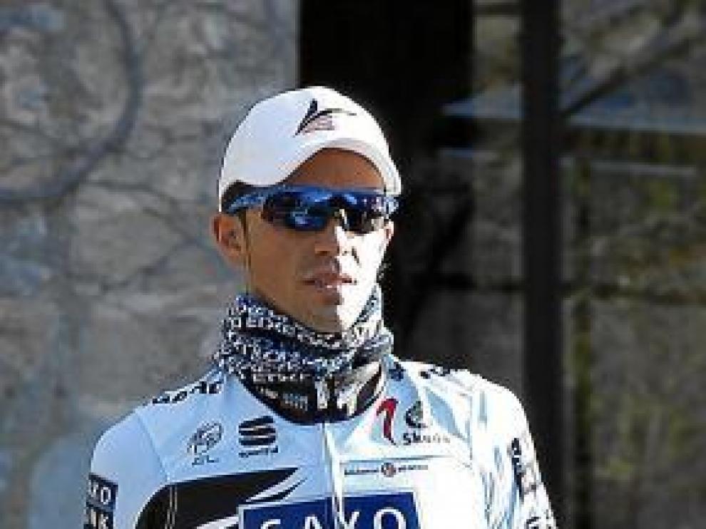 Alberto Contador, con la indumentaria del Saxo Bank.