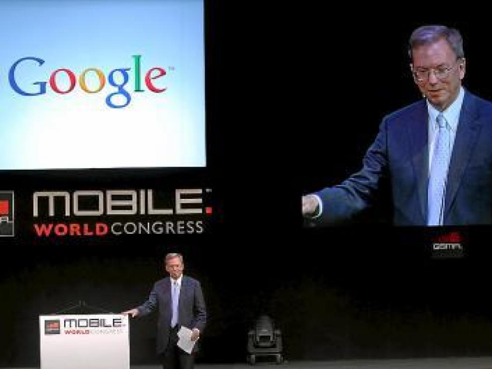 El presidente de Google, Eric Schmidt, ayer en Barcelona.