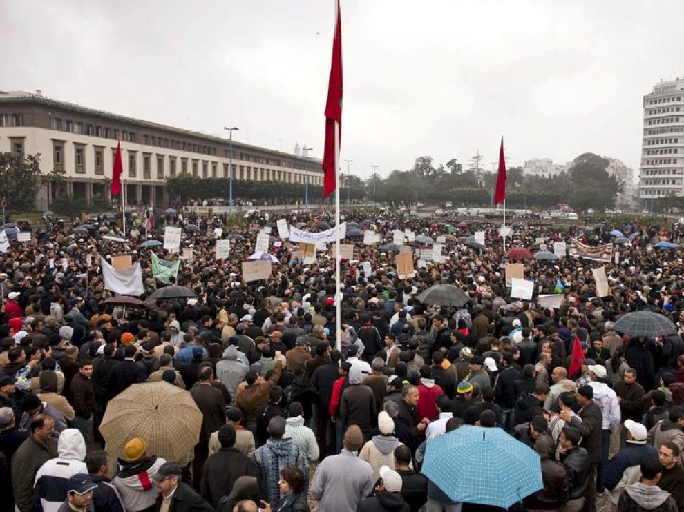 Miles de manifestantes salieron a la calle en Casablanca